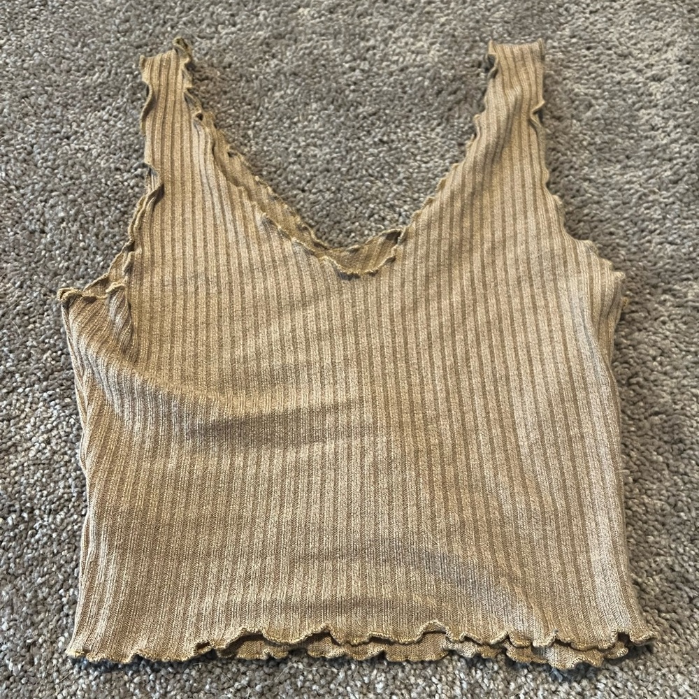 Women's Ribbed Tan Top - Picture 2 of 4